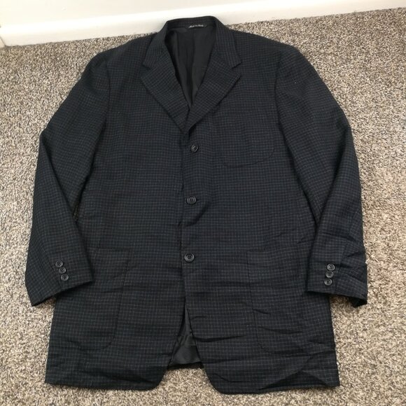 Canali Sport Coat Blazer Unstructured Flannel Wool Cashmere Checked Blue 42L - Picture 1 of 13